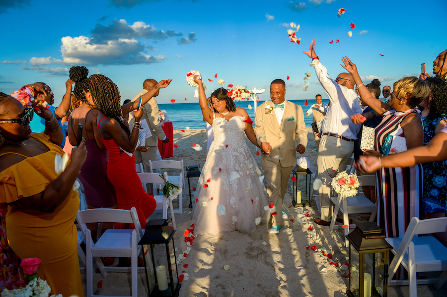  symbolic blending of two different-colored sands into a single vessel. The meaning is clear: The blending of two different beings, the bride and the groom, into a single, inseparable unit that is their marriage -- the joining of their lives.